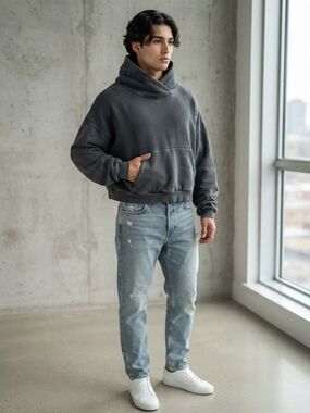 Entire Studios Washed Charcoal Heavy Hood Oversized Hoodie